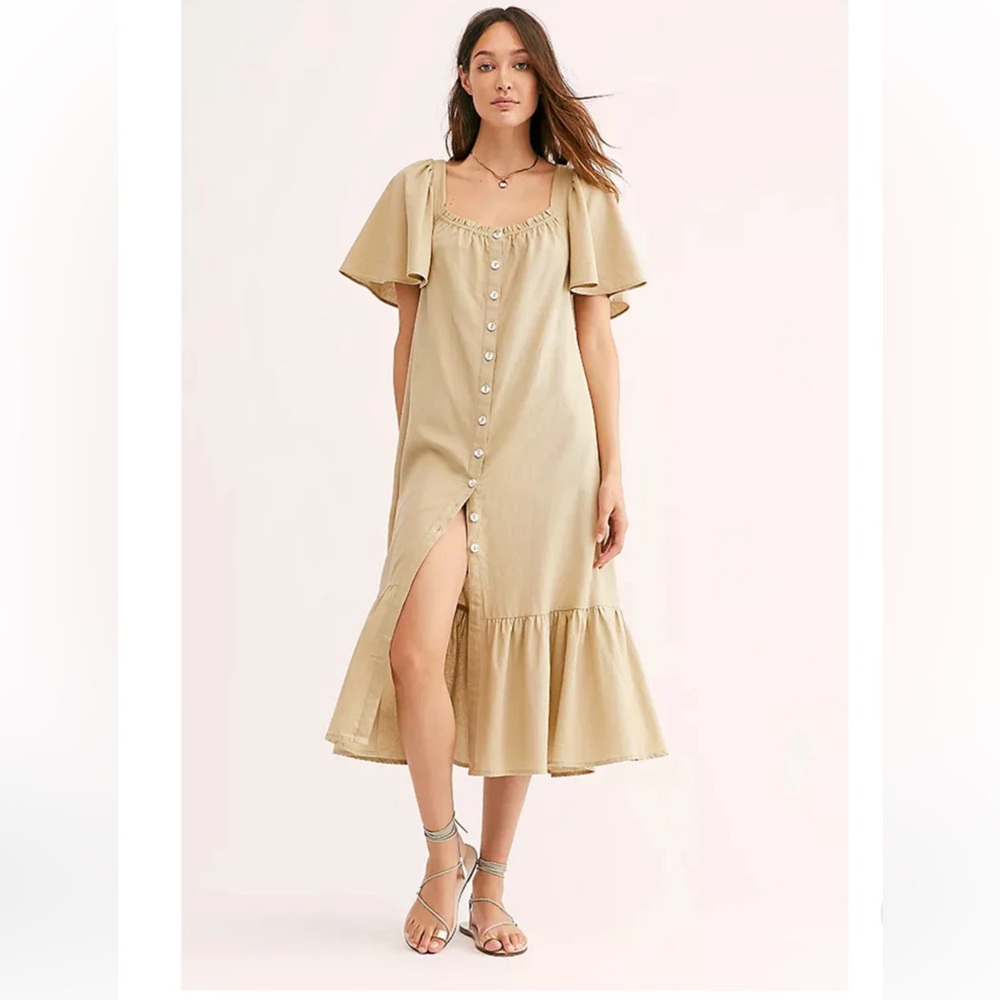 Free People Sweet Sunday Solid Midi Dress Size Large